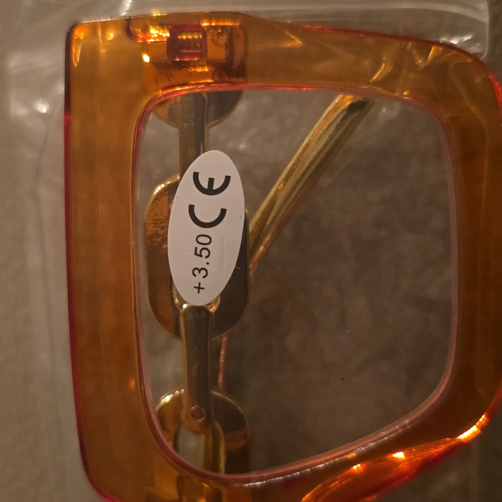 Stylish Orange Square Glasses(readers+3.50) - Picture 2 of 3